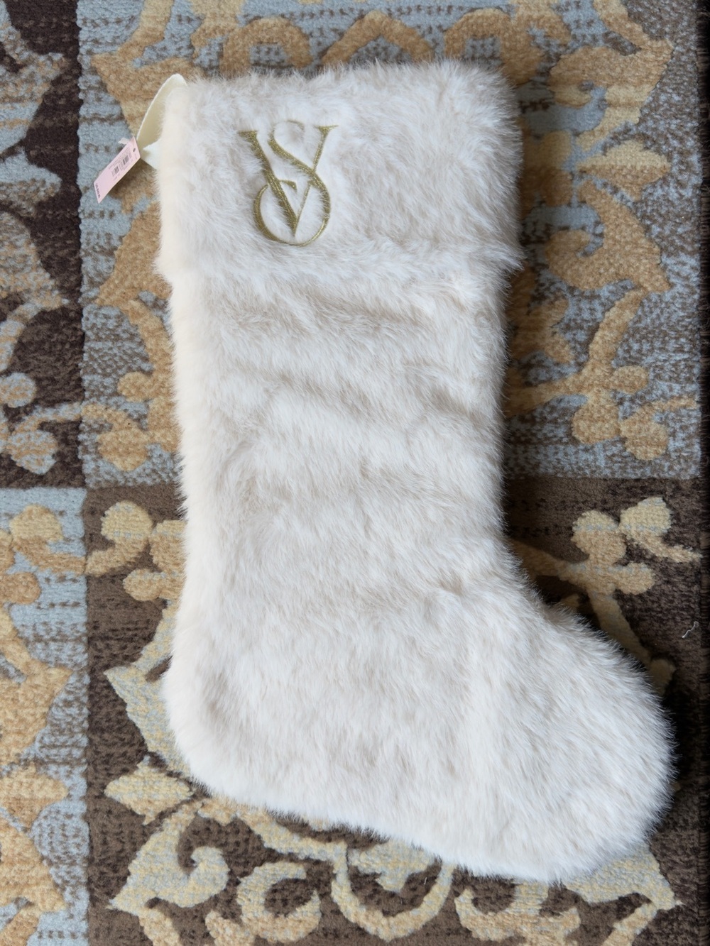 NWT Victoria's Secret Exclusive Holiday Faux Fur Stocking – Cream & Gold 🖤